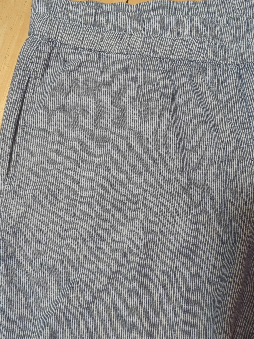 Eileen Fisher Blue and White Striped Cropped Pants - Picture 6 of 9